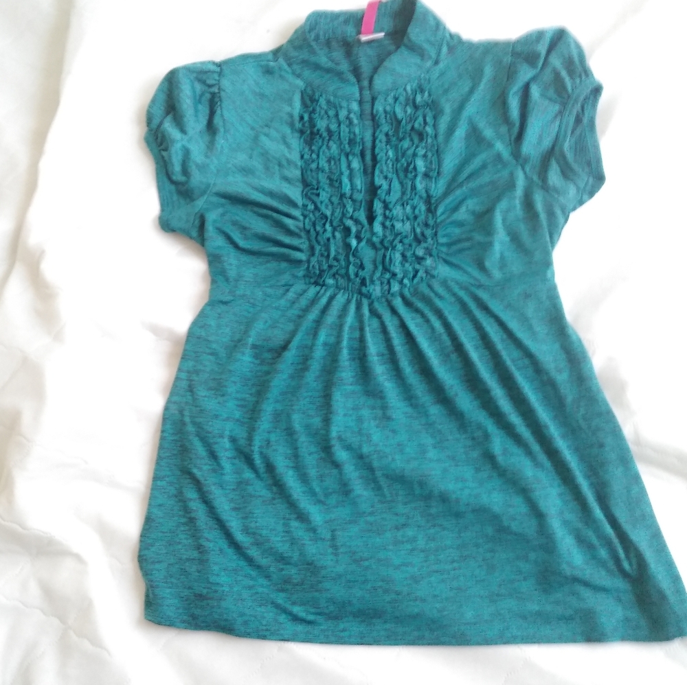 Teal and black top